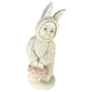 Dept 56 Snowbunnies Figurine A Basket Of Cheer Pink Flowers Easter Snowbabies